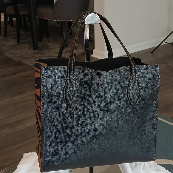 Furla NWOT Blue and Tan Zebra-Print Tote - Picture 6 of 9